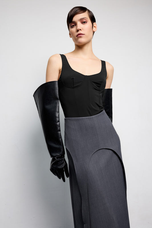 Спідниця сіра з баскою