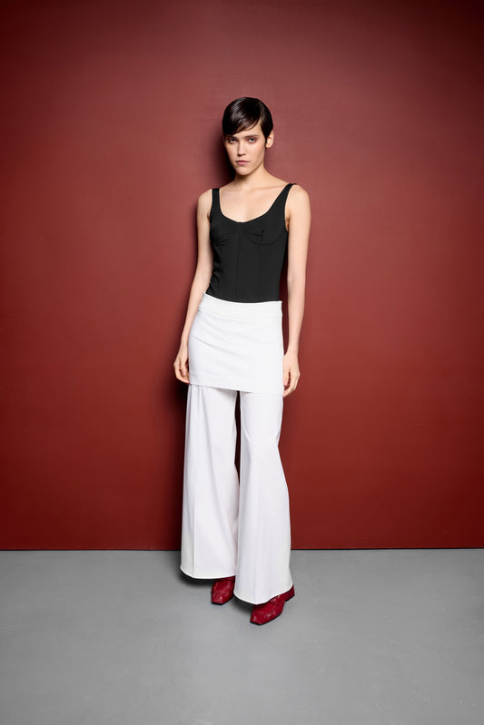 Брюки-спідниця молочного кольору з віскози