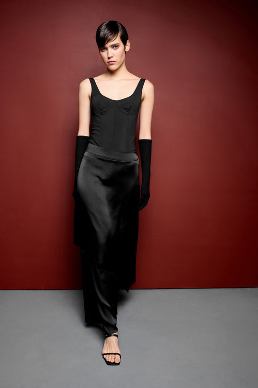 Брюки-спідниця чорні атласні